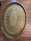 Mcm Coffee Table  Antique Brass Top  Wooden  Foldable Spider Legs