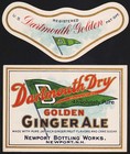 Vintage Soda Pop Bottle Label Dartmouth Dry Golden Ginger Ale Newport Nh Unused