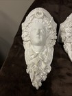 Pair Vintage Italian Neoclassical Maiden Plaster Corbels Wall Shelf Brackets