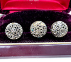 Lot Of 13 Antique Victorian Art Nouveau Silver Plate Brass Buttons Floral Flower