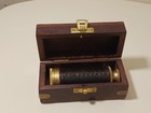 Nautical Marine Brass Telescope Spyglass Wooden Box Leather Wrap Vintage Gift 6 