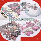 Puff Christmas Iron On Decals 22 Sheets Dtf Transfers For T-shirts Red Green Hea