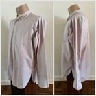 1920s 30s Vtg Manhattan Cotton Striped Band Collar French Cuffs Dress Shirt L s