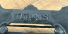 Antique Victorian Black Cast Iron Double Inkwell Stand W hinged Metal Lids