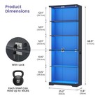 69  Curio Cabinet Glass Display Case W rgb Led Lights  Lockable 5-tier Shelf