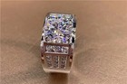 3ct Round Cut Real Moissanite Men s Halo Engagement Ring 14k White Gold Plated