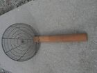 Vintage Brass Wire Mesh Spider Strainer Oriental Bamboo Wooden Handle Authentic