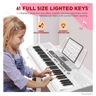 61 Key Electric Keyboard Piano Lighted Keys Portable With Stand Bench Headphone