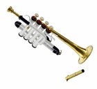 Bb a Piccolo Brass Trumpet Handmade White Coated Gold Look For Adult Students 
