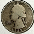 1935 P Washington Quarter 25 Cent Coin Ungraded Silver Free Shipping