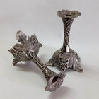Vintage Brass Pair Candle Holder Silver Plated Grape Design Old Beautiful 5 5  