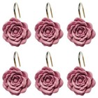 Pink Rose Shower Curtain Hooks Set Of 12 Pink Rose Flower Shower Rings Pack O   