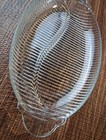 Glass Divided Dish Serving Platter Clear Glass Ribbed Design Mid Century Modern