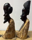 Vintage African Hand Carved Wood Tribal Man Bust Folk Art