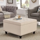 Storage Ottoman Bench Button Tufted Coffee Table Footrest For Livingroom Bedroom