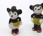 Vintage Mickey And Minnie Mouse Bisque Ceramic Figures Made In Japan Circa 1930 