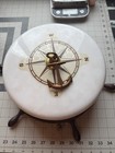 Vtg Nautical Light Fixture Flush Ceiling Ship Wheel Mcm Compass Glass Untested