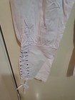 White Med Medieval Renaissance Pirate Pants Viking Gothic  Costume Drawstring