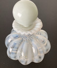 Vintage Fenton White Opalescent Fluted Perfume Bottle W stopper Ruffled Neck