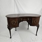 Vintage Kidney Shaped Vanity Table Desk Cabinet Hand Painted Mahogany Louis Xv 