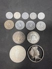 Us Silver Coin Lot Of 13 Coins  Roosevelt  Washington  Kennedy  Peace Dollar