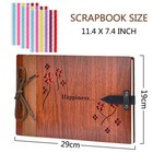 Wooden Scrapbook Album 80 Pages Diy Photo Wedding Guest Book Gift Happiness