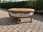 Coffee Table French Louis Xvi Mahogany Marble Damask Floral 1950 Vintage 1 Pc