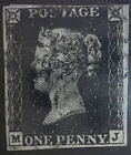 1840 Penny Black Stamp- Rare 4 Margin - Authenticated