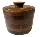 Mcm Solid American Black Walnut Ice Bucket 8 5  Tall With Glass Insert
