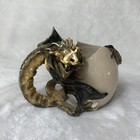 Vintage Handmade Ceramic Dragon Egg Mug Signed Fiebiger Gold Accents Fantasy