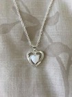Women Silver Plated Opal Heart Pendant Necklace 18    Lab-created 