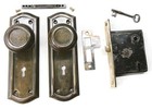 Antique Door Set Victorian   Eastlake Backplate Knob Mortise Lock Key Reclaimed