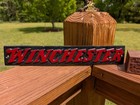 4 Cast Iron Winchester Items Sign Bank Anvil Fob Guns Ammo Box Bank Blacksmith