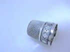 Vintage Sterling Silver Simons Thimble Diamond   Engraved Patterns  size 7