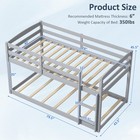 Twin Over Twin Low Bunk Bed With Guardrails Integrated Ladder Kids Wooden Grey