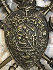 Vtg Wall Plaque Metal Warrior Coat Of Arms Shield Raised Relief   16   x12    Japan