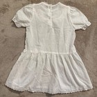 Vintage Sears Toddler Girls White Swiss Dot Eyelet Lace Dress Pink Bow 4t Usa