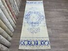 3x7 Turkish Runner Rug  3x7 Beige Blue Vintage Runner  Neutral Oushak Runner