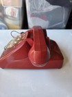 Vintage Red Automatic Electric Rotary Dial Desk Telephone 1974 Northlake Il Usa