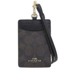 Auth Coach Signature Pvc Lanyard Id Case Cz285 Card Case Coated Canvas    Leather