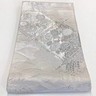 7230  Japanese Vintage Fukuro Obi Belt Kimono Fabric Silk Traditional Silver