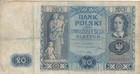 Currency Poland 1936 20 Zloty Bank Polski Circulated Worn Faults