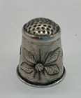 925 Sterling Silver Antique Mexico Floral Oxidized Sewing Thimble 1935-1950