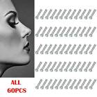 60pcs Surgical Steel Nose Stud Ring Nostril Pin Bone Studs Piercing 2mm Cz 20g