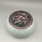 Longquan Brush Washer With Crackle Glaze   Reticulated Bronze Cover - - - Fine 