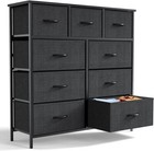 Black 9 Fabric Drawers Dresser Chest Of Drawer Storage Tower Bedroom Living Room