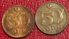 2-high Grade 1989  toning    1994 Denmark 50 Ore Coins-oct366