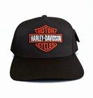 Harley Davidson Orange Embroidered Logo Snapback Hat Black Adjustable Twill Cap