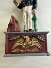 Vintage Uncle Sam Coin Bank Cast Iron Mechanical 11    Tall