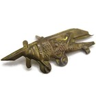 Vintage Folk Art Brass Grasshopper Airplane Hybrid Belt Hook